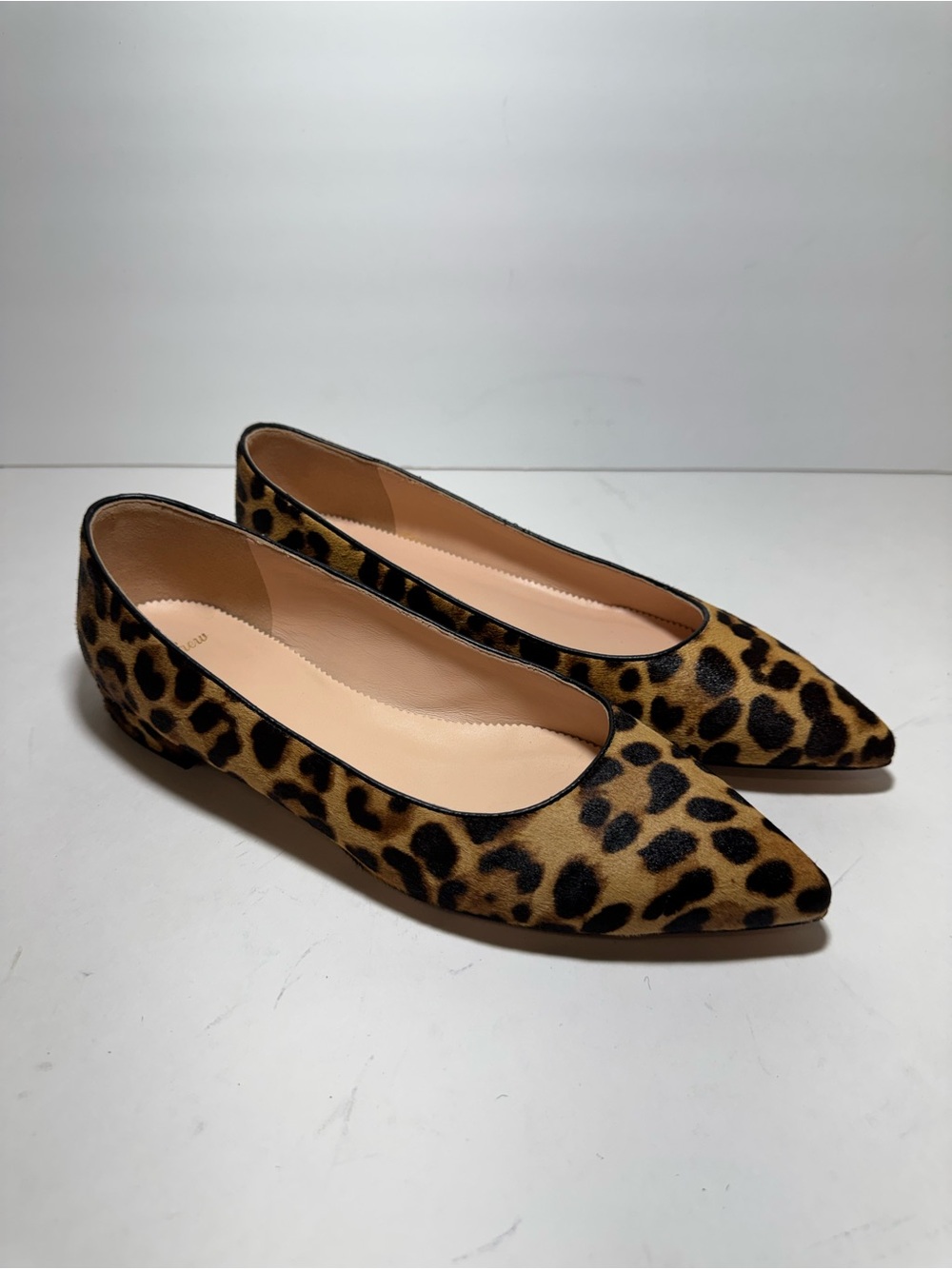J. Crew Leopard Print Flats Pointed Toe Calf Hair Black/Tan Size 10 - Picture 2 of 14
